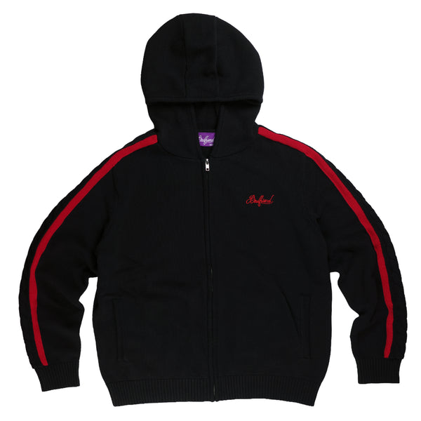 Cable Knit Zip Up (Black)